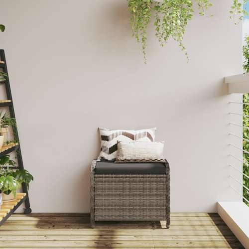 Vrtni tabure s jastukom sivi 58x46x46 cm od poliratana - Siva 1 Cijena