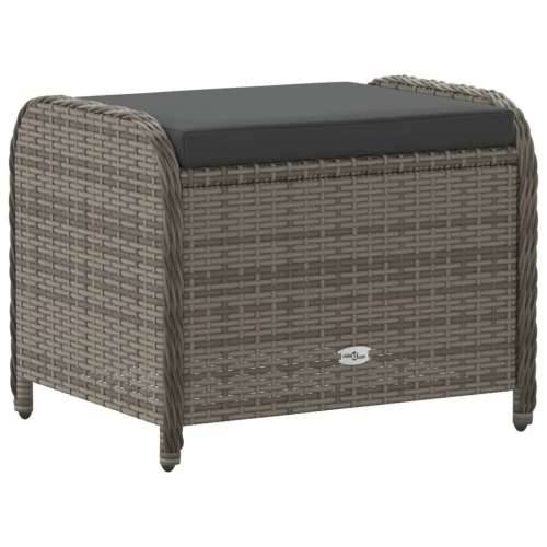 Vrtni tabure s jastukom sivi 58x46x46 cm od poliratana - Siva 1 Cijena