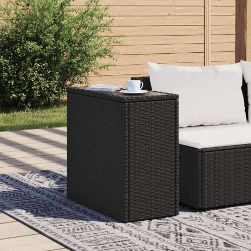 Vrtni stol sa staklenom pločom crni 58x27,5x55 cm od poliratana - Crna 1 Stakl Cijena