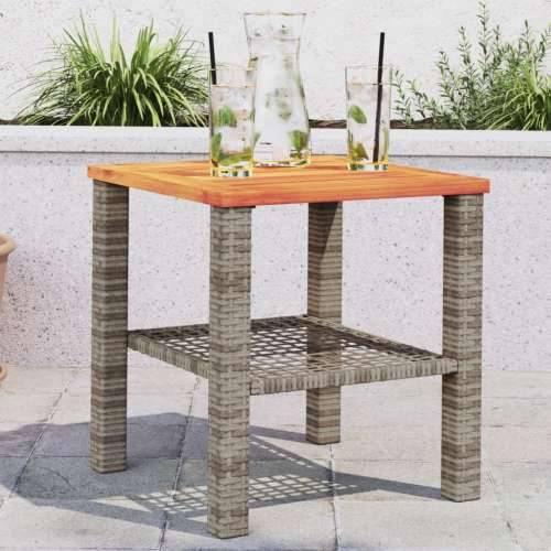 Vrtni stol sivi 40x40x42 cm od poliratana i bagremovog drva - Siva i smeđa 40 x 40 x 42 cm 1 Cijena