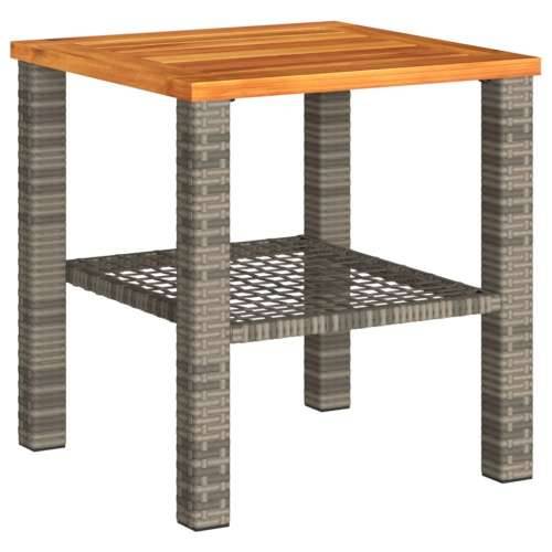 Vrtni stol sivi 40x40x42 cm od poliratana i bagremovog drva - Siva i smeđa 40 x 40 x 42 cm 1 Cijena