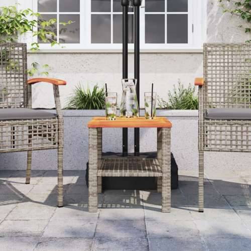 Vrtni stol sivi 40x40x42 cm od poliratana i bagremovog drva - Siva i smeđa 40 x 40 x 42 cm 1 Cijena