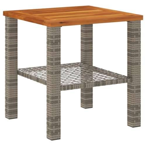 Vrtni stol sivi 40x40x42 cm od poliratana i bagremovog drva - Siva i smeđa 40 x 40 x 42 cm 1 Cijena