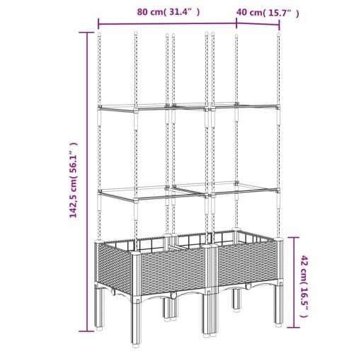 Vrtna sadilica s rešetkom plava siva 80 x 40 x 142,5 cm PP - Plavo-siva 80 x 40 x 142.5 cm 1 Cijena