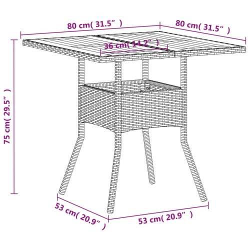 Vrtni stol bež 80 x 80 x 75 cm od poliratana i drva bagrema - Bež 1 boja drva Cijena