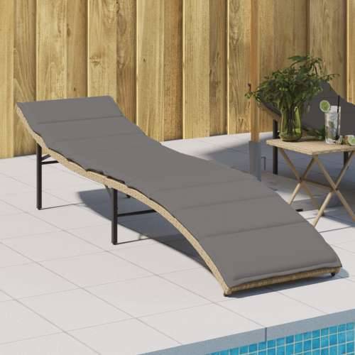 Ležaljka za sunčanje s jastukom bež 55 x 199 x 50 cm poliratan - bež i krem 1 Cijena