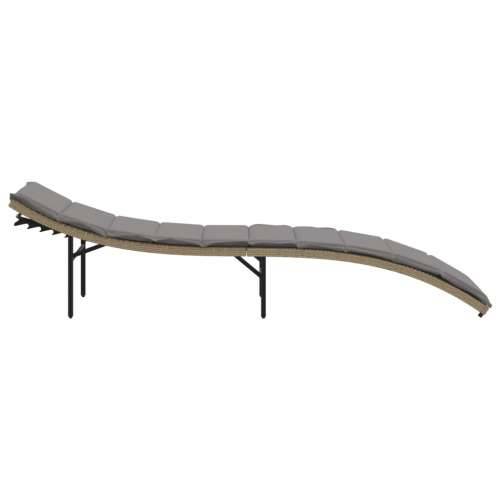 Ležaljka za sunčanje s jastukom bež 55 x 199 x 50 cm poliratan - bež i krem 1 Cijena