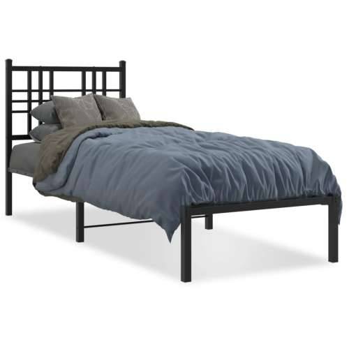 Metalni okvir za krevet s uzglavljem crni 75x190 cm - Crna 75 x 190 cm s uzglavljem Cijena