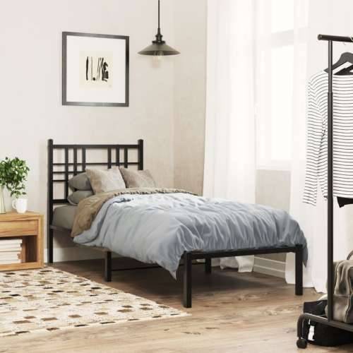 Metalni okvir za krevet s uzglavljem crni 75x190 cm - Crna 75 x 190 cm s uzglavljem Cijena