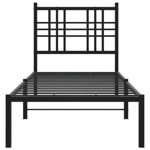 Metalni okvir za krevet s uzglavljem crni 75x190 cm - Crna 75 x 190 cm s uzglavljem Cijena