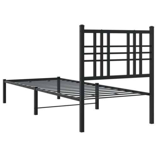 Metalni okvir za krevet s uzglavljem crni 75x190 cm - Crna 75 x 190 cm s uzglavljem Cijena
