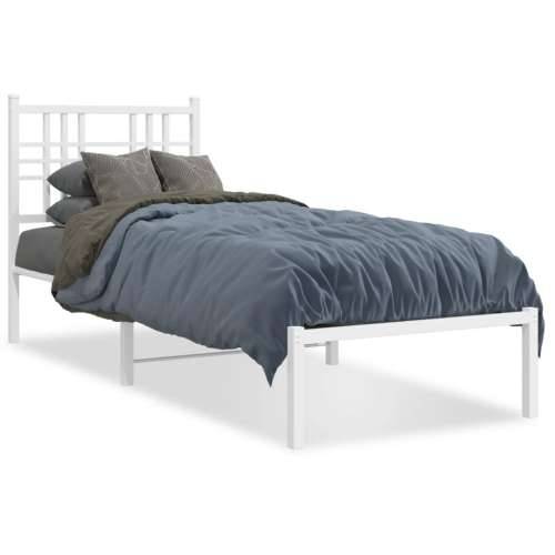 Metalni okvir krevet bez madraca s uzglavljem bijeli 75x190 cm - Bijela 75 x 190 cm s uzglavljem Cijena