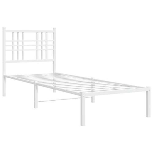 Metalni okvir krevet bez madraca s uzglavljem bijeli 75x190 cm - Bijela 75 x 190 cm s uzglavljem Cijena