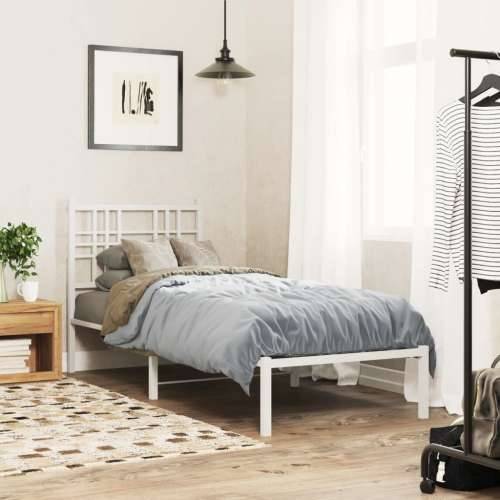 Metalni okvir krevet bez madraca s uzglavljem bijeli 75x190 cm - Bijela 75 x 190 cm s uzglavljem Cijena