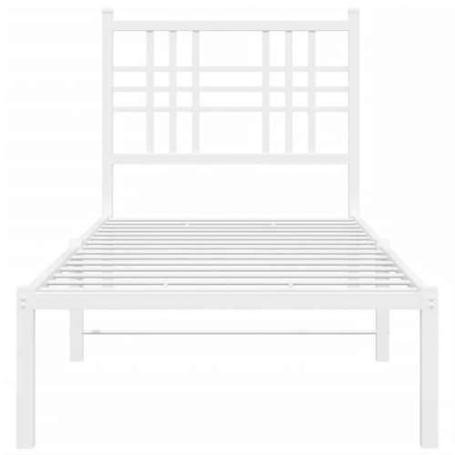Metalni okvir krevet bez madraca s uzglavljem bijeli 75x190 cm - Bijela 75 x 190 cm s uzglavljem Cijena