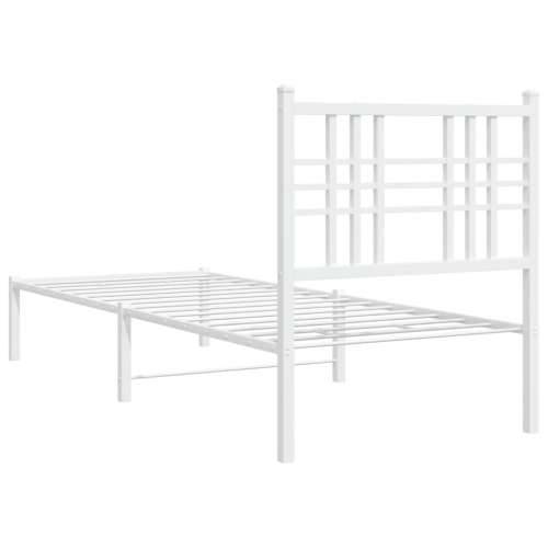 Metalni okvir krevet bez madraca s uzglavljem bijeli 75x190 cm - Bijela 75 x 190 cm s uzglavljem Cijena