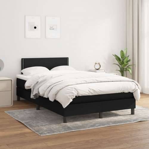 Krevet box spring s madracem crni 120 x 190 cm od tkanine - Crna 120 x 190 cm Obično s čavlima Cijena