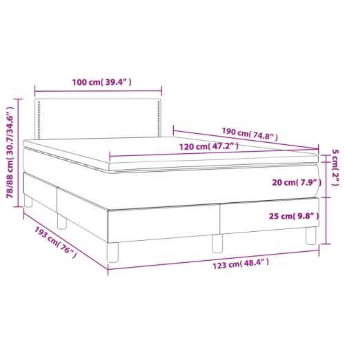 Krevet box spring s madracem crni 120 x 190 cm od tkanine - Crna 120 x 190 cm Obično s čavlima Cijena