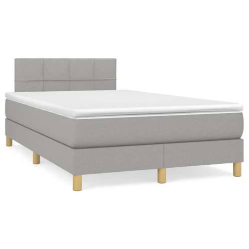 Krevet s oprugama i madracem svjetlosivi 120x190 cm od tkanine - Svjetlosiva 120 x 190 cm Blok s kvadratima Cijena