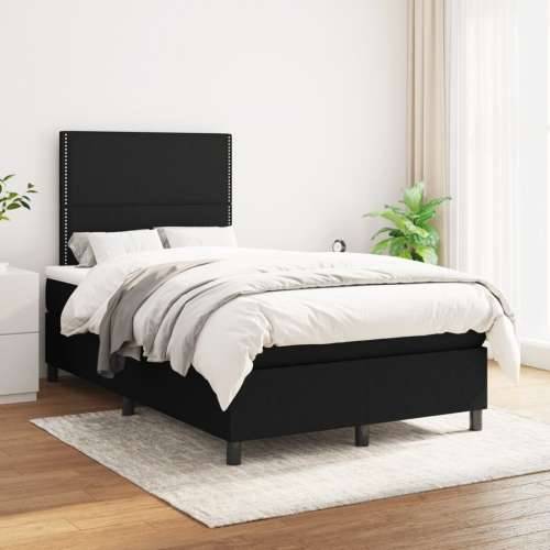 Krevet box spring s madracem crni 120 x 190 cm od tkanine - Crna 120 x 190 cm Obično s čavlima Cijena