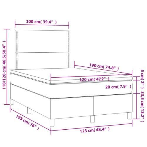 Krevet box spring s madracem crni 120 x 190 cm od tkanine - Crna 120 x 190 cm Obično s čavlima Cijena