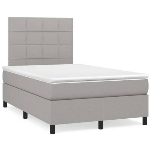 Krevet s oprugama i madracem svjetlosivi 120x190 cm od tkanine - Svjetlosiva 120 x 190 cm Blok s kvadratima Cijena