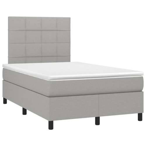 Krevet s oprugama i madracem svjetlosivi 120x190 cm od tkanine - Svjetlosiva 120 x 190 cm Blok s kvadratima Cijena