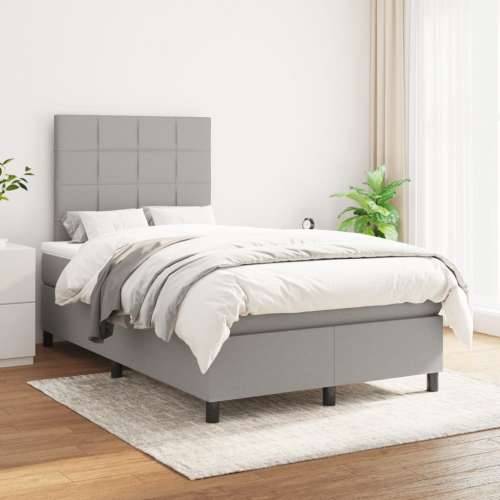 Krevet s oprugama i madracem svjetlosivi 120x190 cm od tkanine - Svjetlosiva 120 x 190 cm Blok s kvadratima Cijena