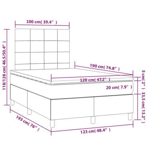 Krevet box spring s madracem crni 120 x 190 cm od tkanine - Crna 120 x 190 cm Blok s kvadratima Cijena