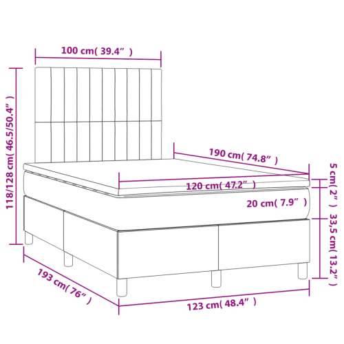 Krevet box spring s madracem crni 120 x 190 cm od tkanine - Crna 120 x 190 cm Okomite pruge Cijena