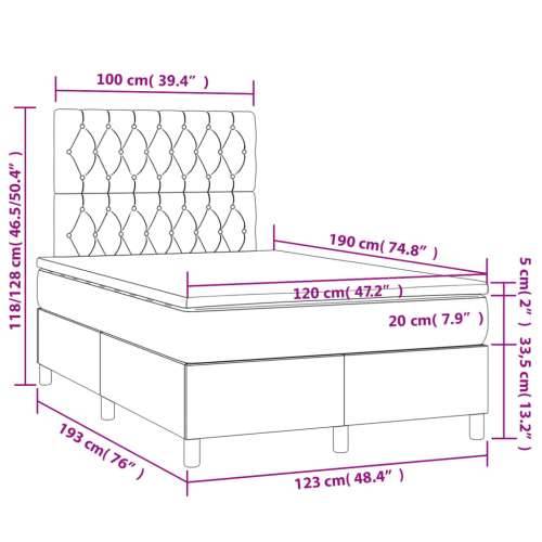 Krevet box spring s madracem crni 120 x 190 cm od tkanine - Crna 120 x 190 cm Dizajn s gumbima Cijena