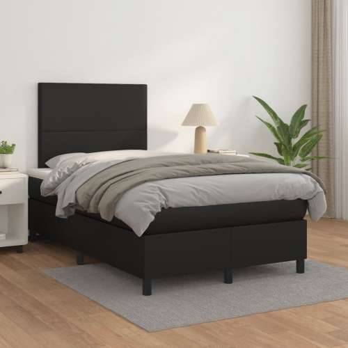 Krevet s oprugama i madracem crni 120x190 cm od umjetne kože - Crna 120 x 190 cm Gladak dizajn Cijena