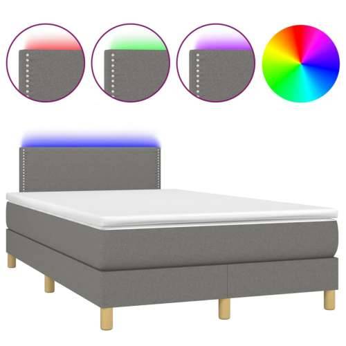 Krevet box spring s madracem LED tamnosivi 120 x 190 cm tkanina - Tamno siva 120 x 190 cm Obično s čavlima Cijena
