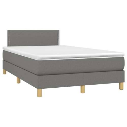 Krevet box spring s madracem LED tamnosivi 120 x 190 cm tkanina - Tamno siva 120 x 190 cm Obično s čavlima Cijena