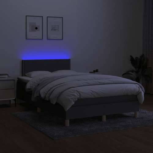 Krevet box spring s madracem LED tamnosivi 120 x 190 cm tkanina - Tamno siva 120 x 190 cm Obično s čavlima Cijena