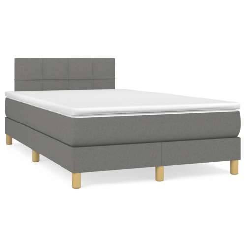 Krevet box spring s madracem LED tamnosivi 120 x 190 cm tkanina - Tamno siva 120 x 190 cm Blok s kvadratima Cijena