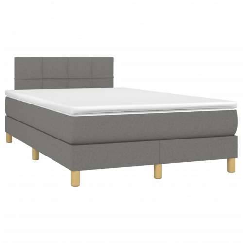 Krevet box spring s madracem LED tamnosivi 120 x 190 cm tkanina - Tamno siva 120 x 190 cm Blok s kvadratima Cijena