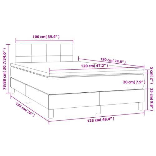 Krevet box spring s madracem LED tamnosivi 120 x 190 cm tkanina - Tamno siva 120 x 190 cm Blok s kvadratima Cijena