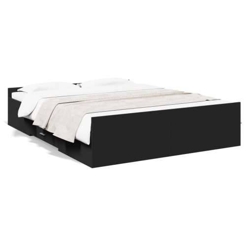 Okvir kreveta s ladicama crni 150 x 200 cm konstruirano drvo Crna 150 x 200 cm Cijena