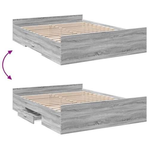Okvir za krevet s ladicama boja hrasta 150x200 cm drveni Sivi hrast sonoma 150 x 200 cm Cijena