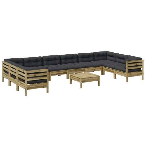 Vrtna garnitura - 11-dijelni set vrtnih sofa s jastucima od impregnirane borovine - Prirodno impregnirano 1 Cijena