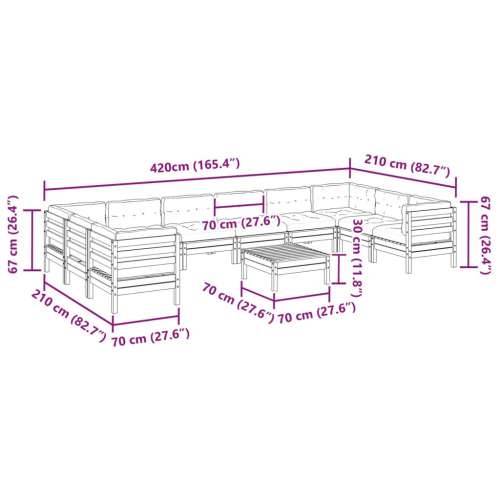 Vrtna garnitura - 11-dijelni set vrtnih sofa s jastucima od impregnirane borovine - Prirodno impregnirano 1 Cijena
