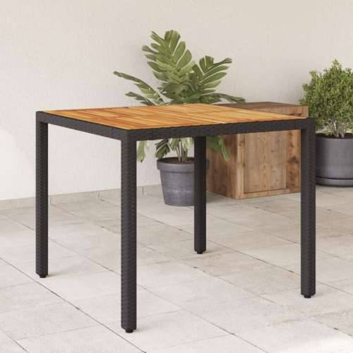 Vrtni stol s pločom od drva bagrema crni 90x90x75 cm poliratana - Crna 90 x 90 x 75 cm 1 Cijena