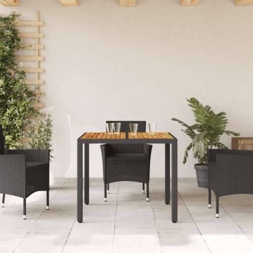 Vrtni stol s pločom od drva bagrema crni 90x90x75 cm poliratana - Crna 90 x 90 x 75 cm 1 Cijena