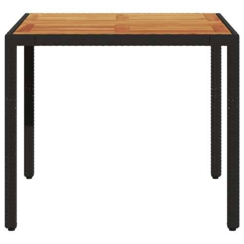 Vrtni stol s pločom od drva bagrema crni 90x90x75 cm poliratana - Crna 90 x 90 x 75 cm 1 Cijena