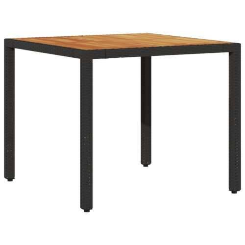 Vrtni stol s pločom od drva bagrema crni 90x90x75 cm poliratana - Crna 90 x 90 x 75 cm 1 Cijena