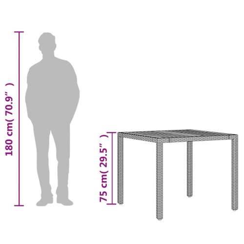 Vrtni stol s pločom od drva bagrema crni 90x90x75 cm poliratana - Crna 90 x 90 x 75 cm 1 Cijena