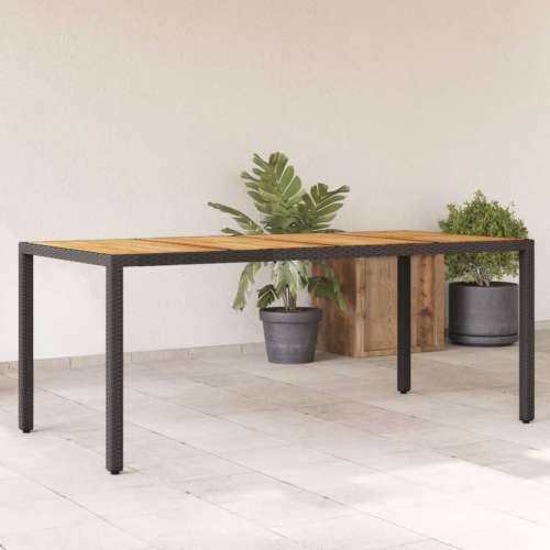 Vrtni stol s pločom od drva bagrema crni 190x90x75cm poliratana - Crna 1 Cijena