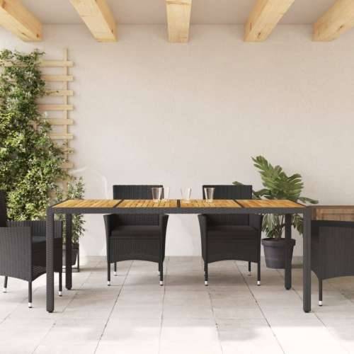 Vrtni stol s pločom od drva bagrema crni 190x90x75cm poliratana - Crna 1 Cijena