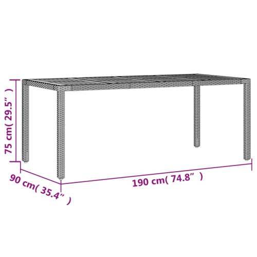 Vrtni stol s pločom od drva bagrema crni 190x90x75cm poliratana - Crna 1 Cijena